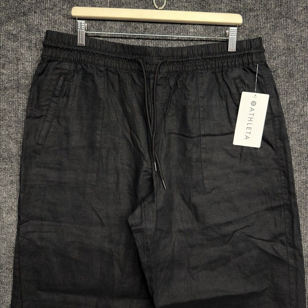 Athleta Black Straight-Leg Drawstring Pants with Front Slit - Picture 3 of 16